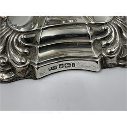 Pair of late Victorian silver mounted candlesticks, each of knopped and part fluted form, upon square stepped base with anthemions to each corner, with conforming sconces, hallmarked to removable sconces and foot, Thomas A Scott, Sheffield 1901, H25.2cm