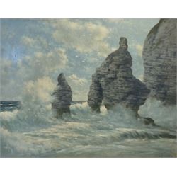 Walter Goodin (British 1907-1992): King and Queen's Rock Flamborough, oil on board signed 59cm x 74cm