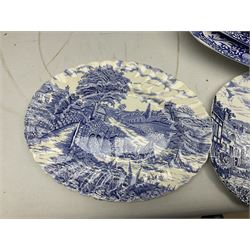 Three Spode Italian pattern platters, together with a three masons dishes of various sizes and two other plates  