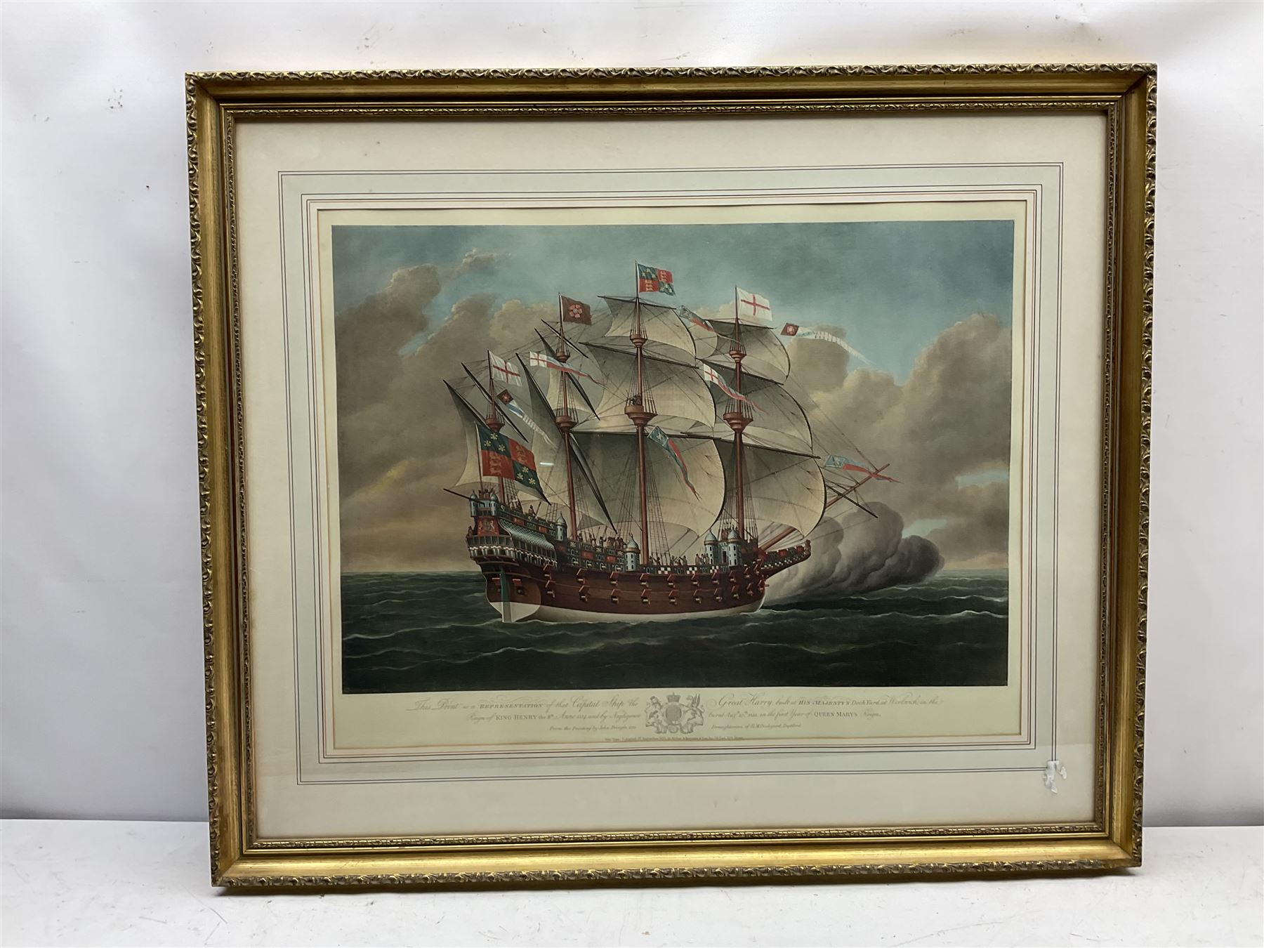 After John Pringle (British 18th century): 'Great Harry' (Henry Grace à Dieu), colour print pub. New YorK 1925, 50cm x 65cm