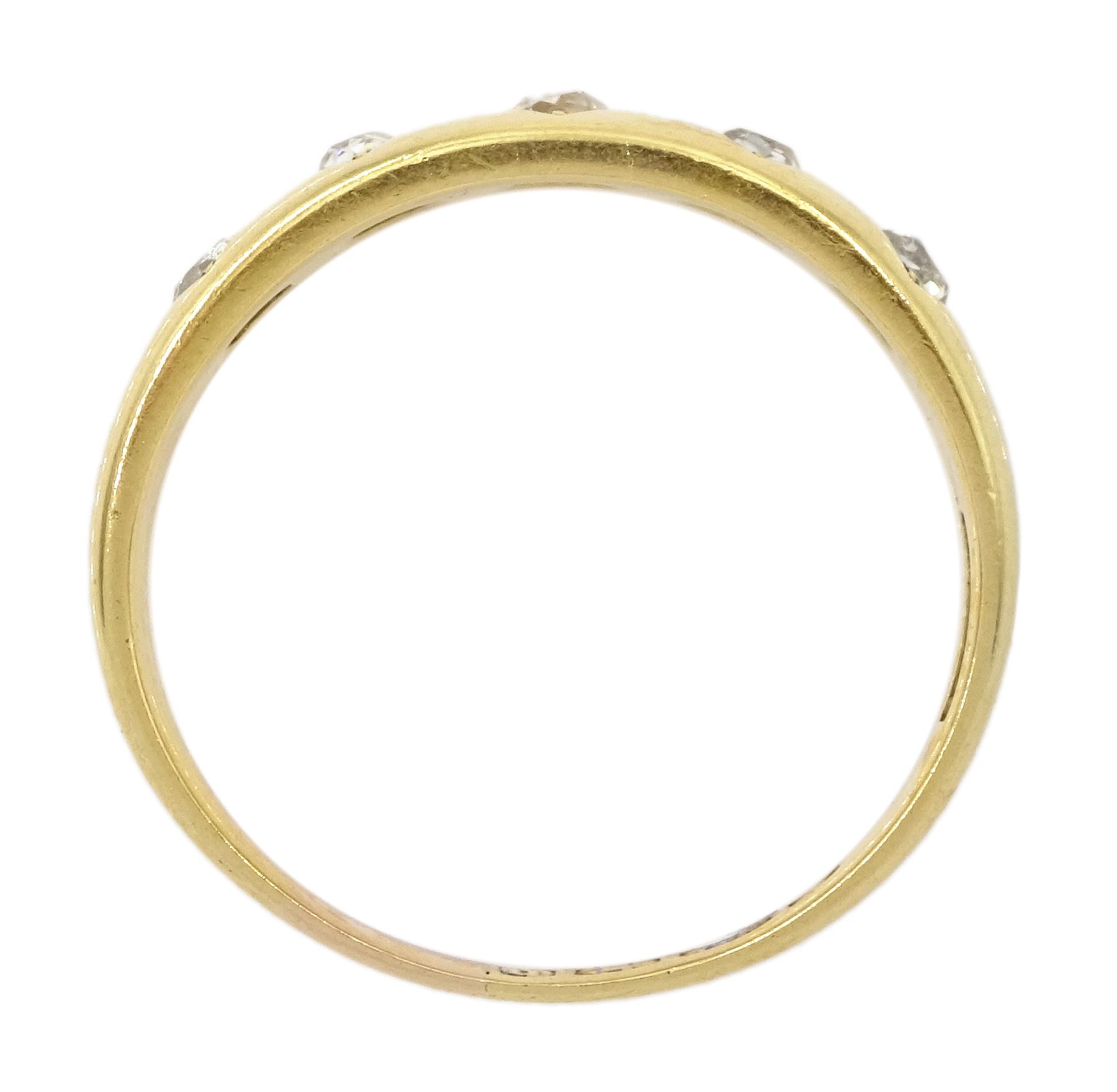 Victorian 18ct gold gypsy set five stone old cut diamond ring, Birmingham 1876, total diamond weight approx 0.40 carat