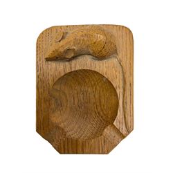 Mouseman - oak ashtray, canted rectangular form with carved mouse signature, by the workshop of Robert Thompson, Kilburn, L10cm