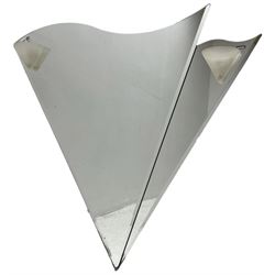 Triangular shaped illuminated wall mirror, H76cm