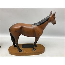 Large group of Beswick bay horse figures, to include Mill Reef in matte finish upon wood base, other matte and gloss examples, foals etc