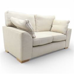 Next Home - Contemporary two seat sofa, square back and arms, upholstered throughout in be...