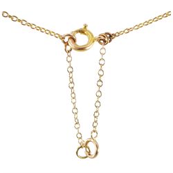 Early 20th century 9ct gold citrine and pearl three leaf clover pendant, on 15ct gold trace link chain necklace