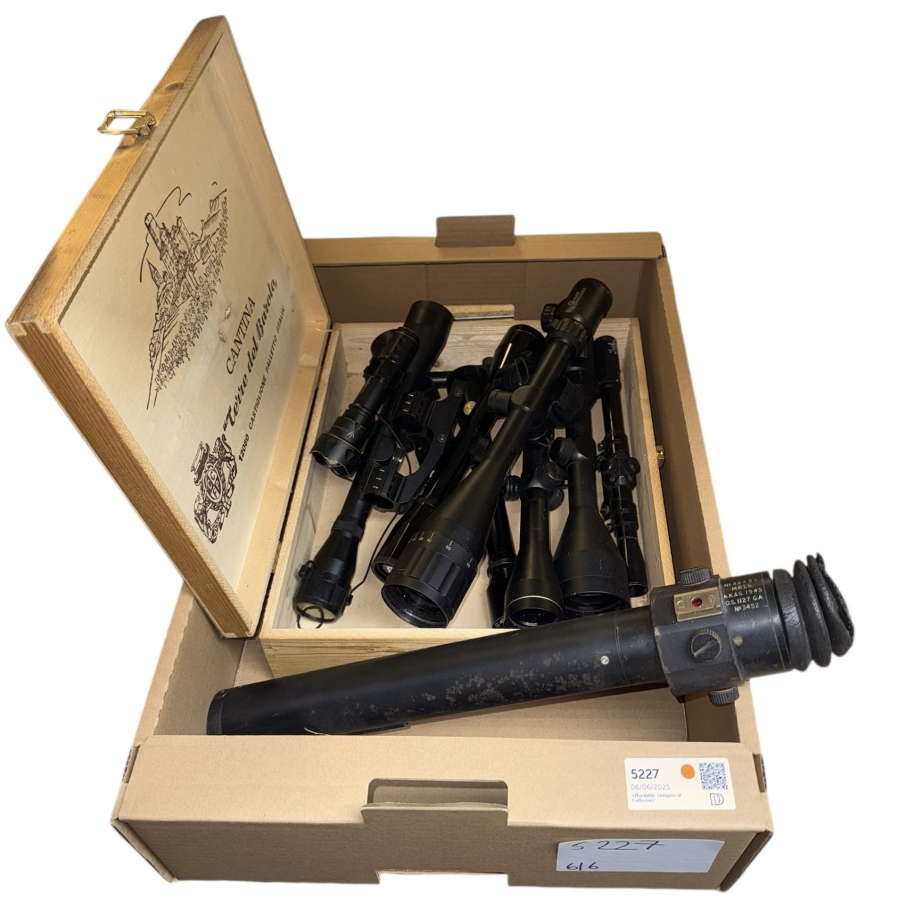 Collection of shooting scopes, including Bushnell 3-9X 56EG telescopic sight, V Life 6-24x50A0EG etc 