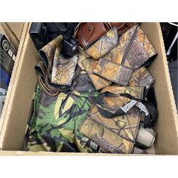 Rocwing photography studio lighting stands and shades, together with digital cameras and other camera equipment, in three boxes  