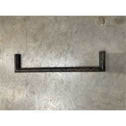 Black painted wrought iron fire guard , wicker log basket with stand, coal bucket and a fire kerb (4)