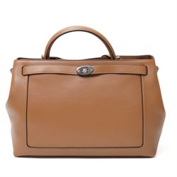 Mulberry - Islington handbag in Teak Silky Calf leather with black piping, the structured body with single rolled top handle, gold-tone Postman’s Lock fastening and front strap detail, with detachable and adjustable shoulder strap, opening to a spacious two-division interior with Mulberry monogram fabric lining, with original Mulberry product tag, care booklet and dust bag