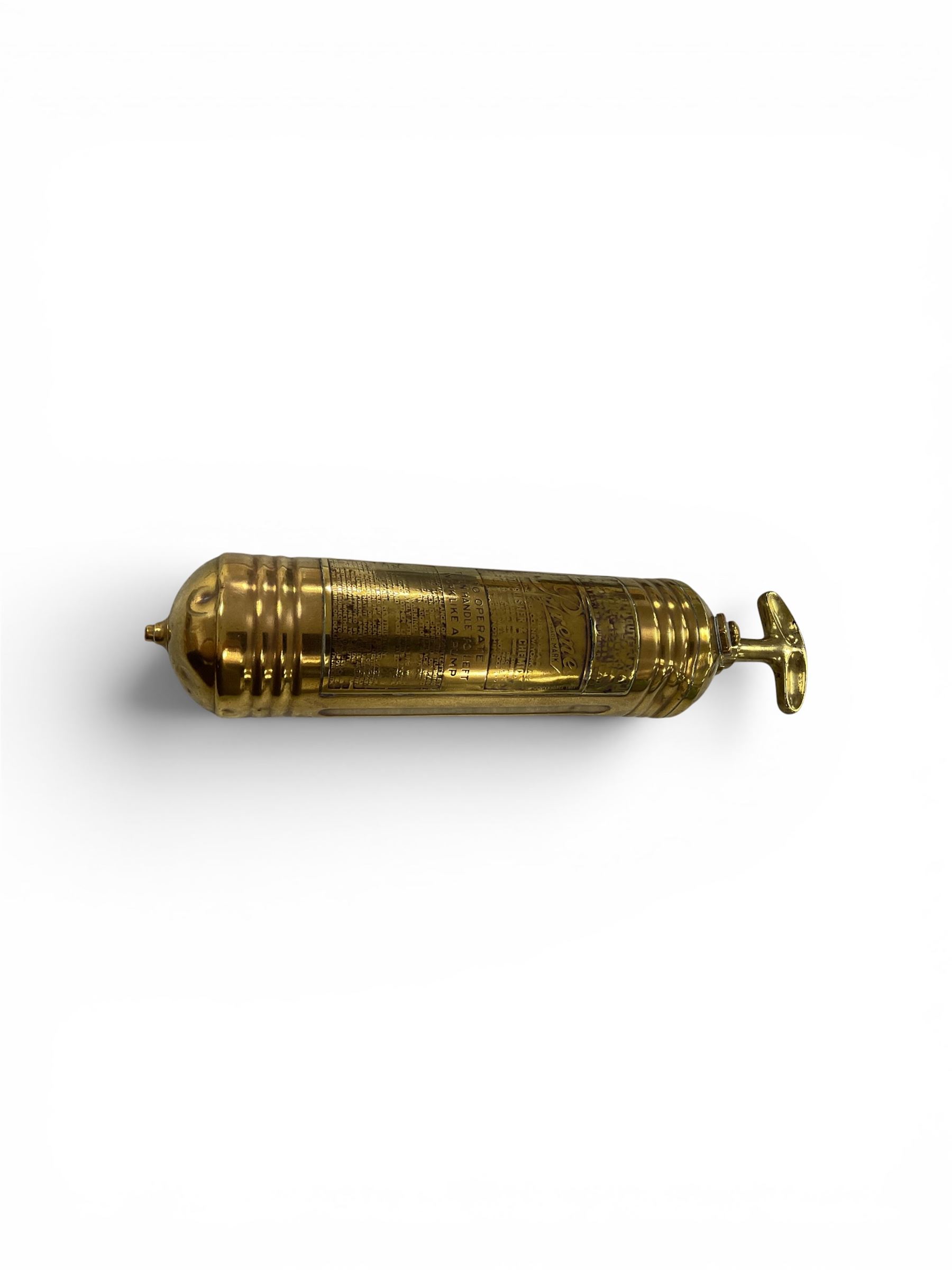 Pyrene brass vintage fire extinguisher, together with cameras, wooden whale and other collectables, in three boxes  