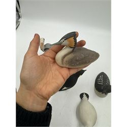 Group of eleven Scottish 'Isle of Arran' bisque porcelain birds, to include Great Northern Diver, Eider, great Crested Greebe, Artic Tern, King Penguin, etc.
