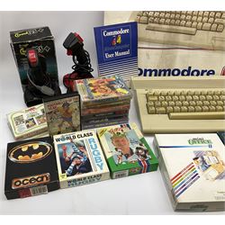 Commodore 64 games computer with boxed 1530 Datassette Unit Model C2N, two joysticks, over seventy games and twenty-two Commodore magazines; polystyrene box inner and card slip-case