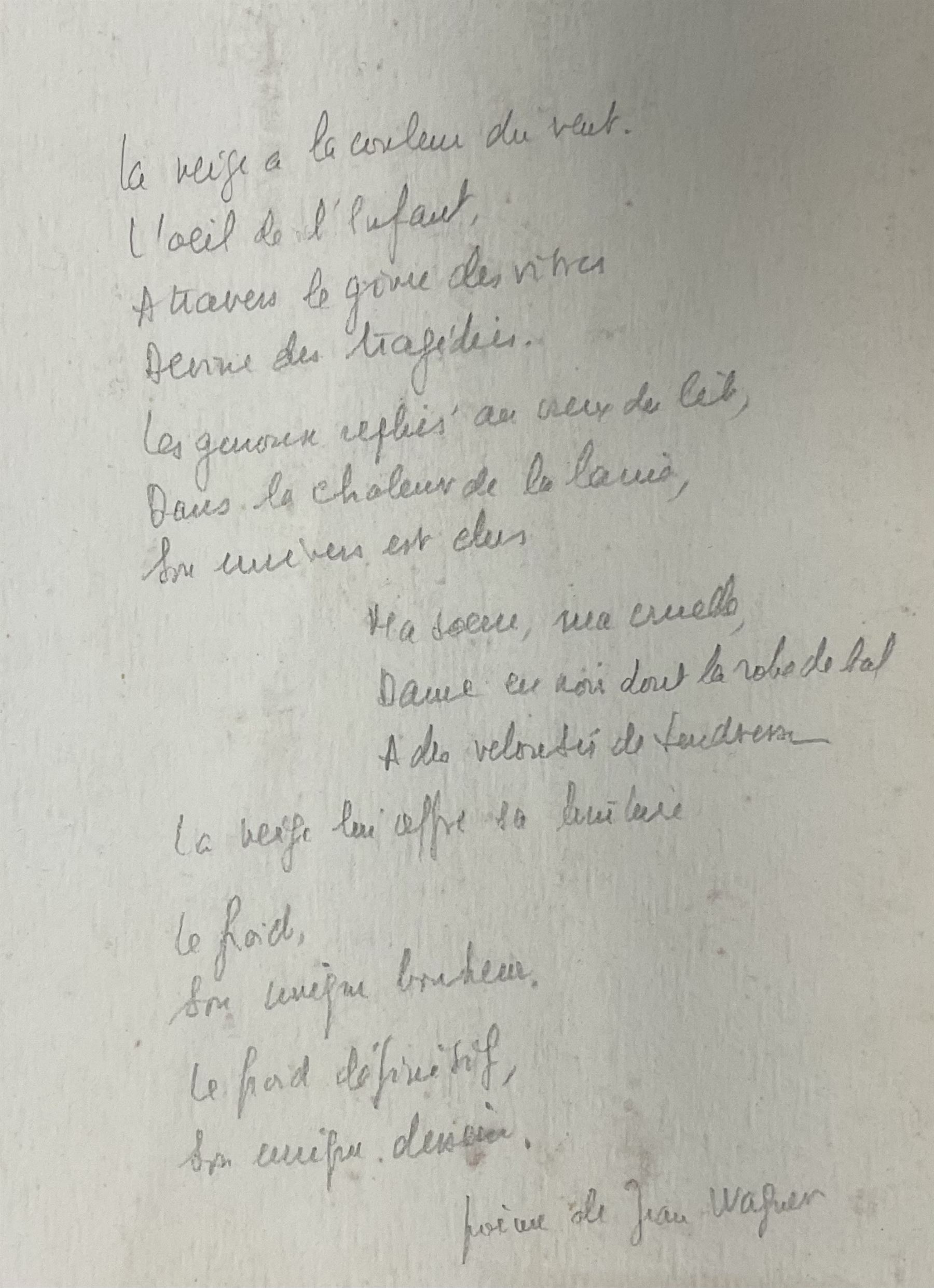 André Lejosne (French 1929-?): L'Enfant, artists proof lithograph signed and indistinctly titled in pencil, inscribed with poem verso 39cm x 43cm; Abstract Pyramid, lithograph unsigned 87cm x 60cm (2)