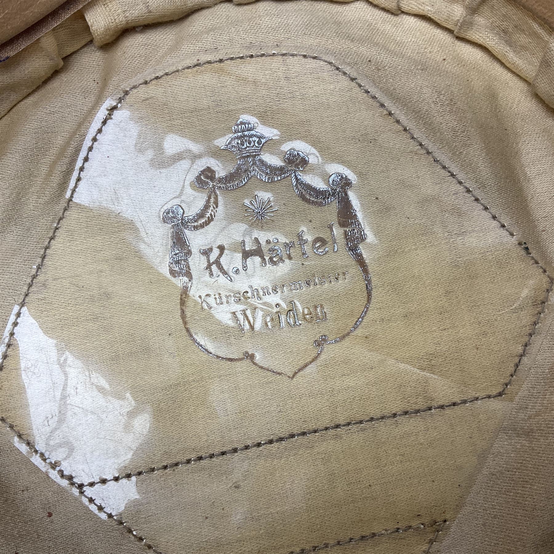 WW2 German Political Leaders brown cloth visor cap with metal insignia; labelled K. Hartel Weiden