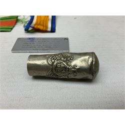 Miscellaneous militaria including two Royal Artillery and one Royal Horse Artillery stable belts; Northamptonshire Regiment trench art brass shell case lighter; unused Matchless Fire-Set; pocket knives and multi-tool; lanyards; oak shield with York & Lancaster crest etc