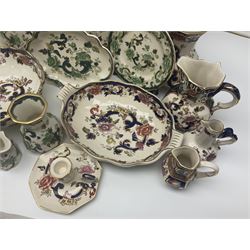 Collection of Masons Mandalay pattern, to include clock, covered vase, jugs, etc, and other Masons Chartreuse pattern items 
