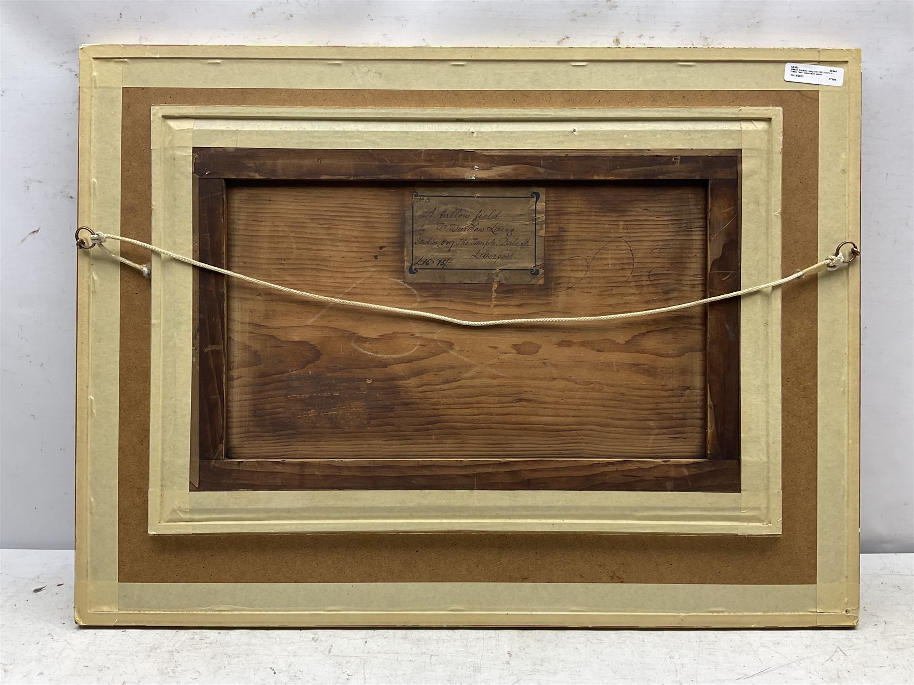 William Wardlaw Laing (exh.1882-1922): 'A Fallow Field' - laying clay pot drainage system, watercolour signed, original title label verso with  artist's Liverpool address 34cm x 53cm