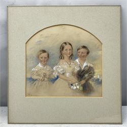 Sydney Buck (British fl.1839-1850): Children of Charles Matthew & Frances Elizabeth Harrison, pair watercolours signed and dated 1842 & 1847, 25cm x 26cm (2) (one unframed)