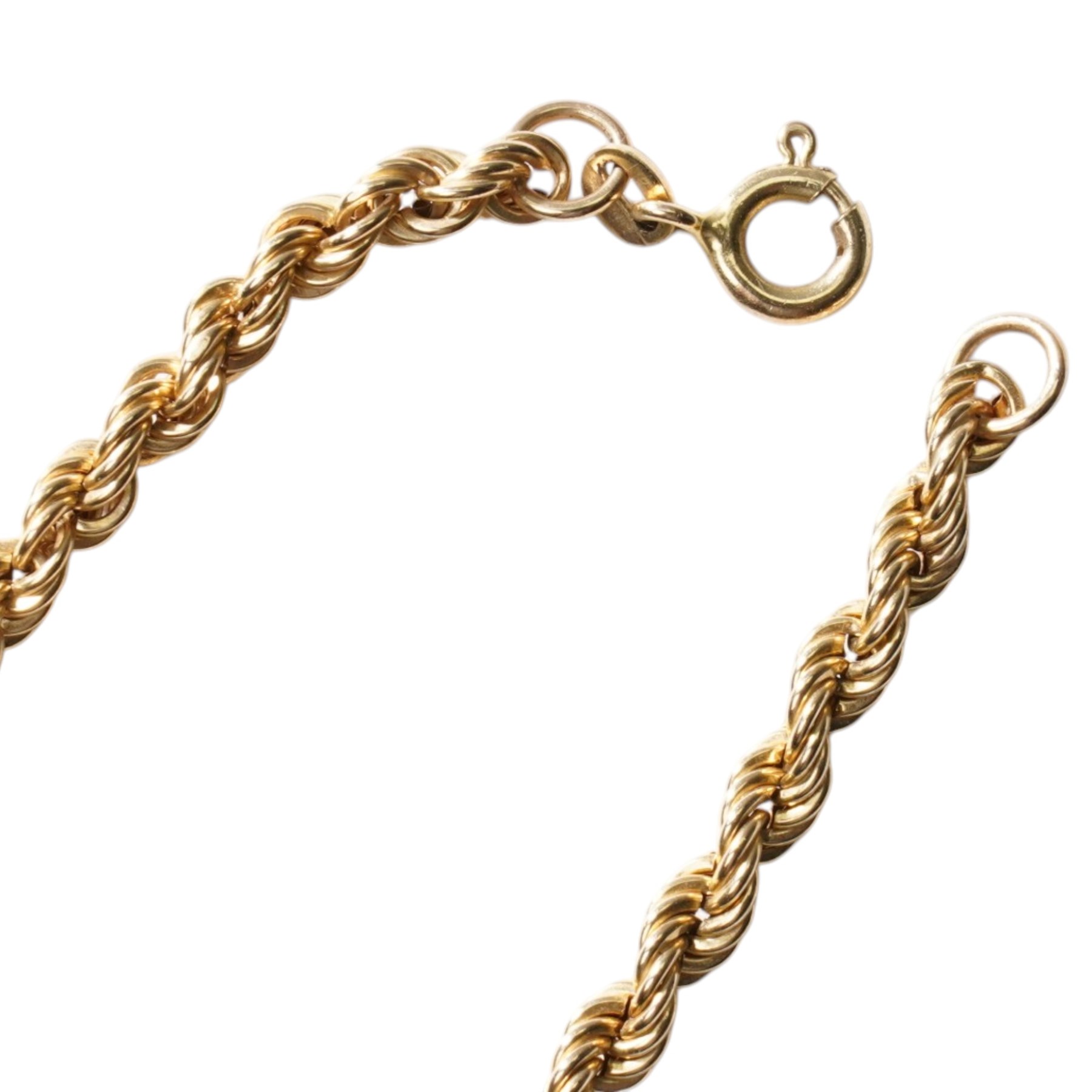 Pair of gold paste set stud earrings and and rope twist bracelet, both hallmarked 9ct