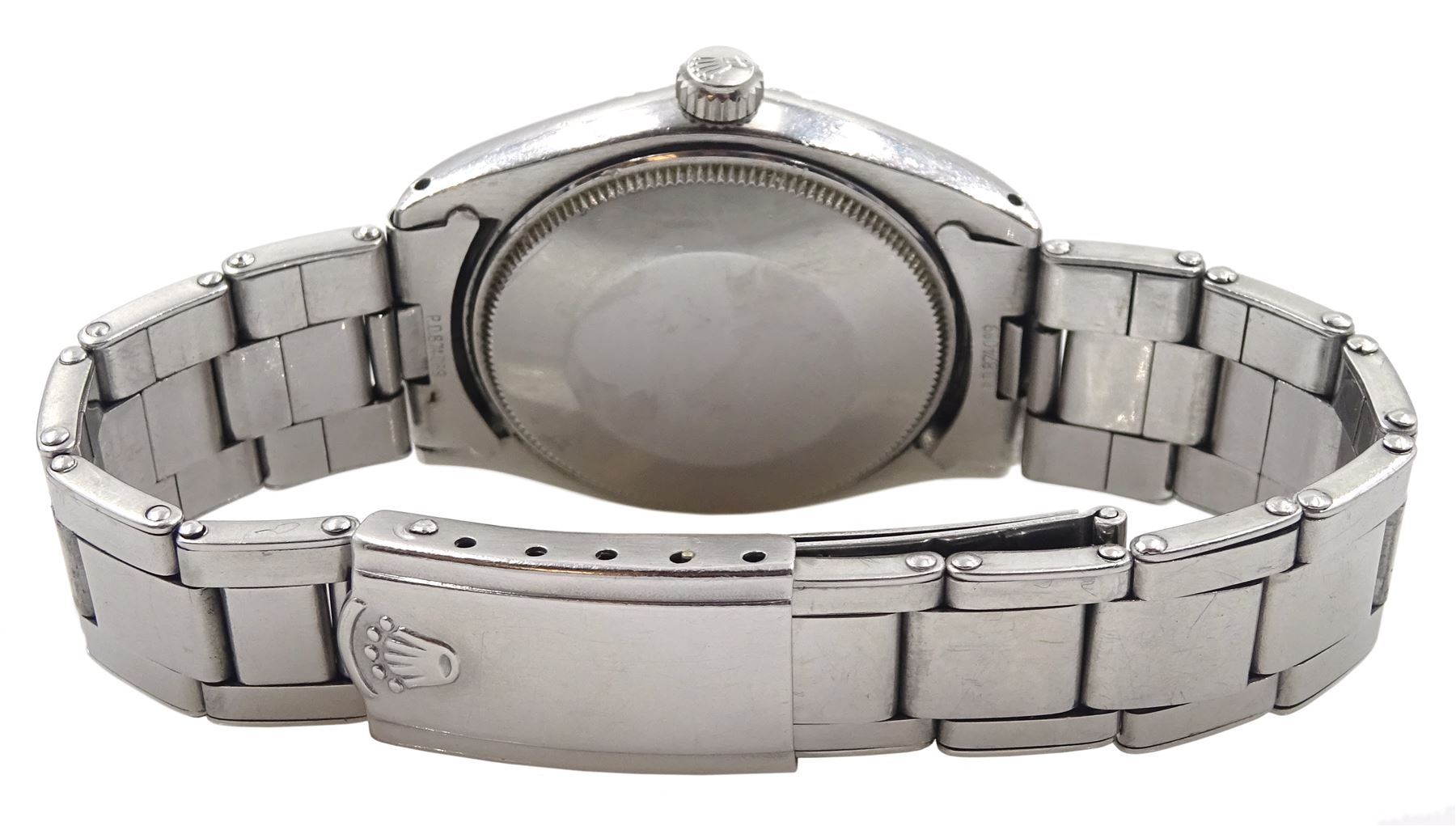 Rolex Oyster Perpetual Air King Super Precision gentleman's stainless steel automatic wristwatch, Ref. 5500, serial No. 868015, on expanding Oyster bracelet No. 874089, boxed