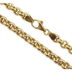 9ct gold belcher link necklace, hallmarked, approx 27.6gm