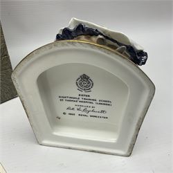Royal Worcester limited edition figure, Sister St Thomas Hospital (London), no 180/500, modelled as a nurse in uniform, sitting on a striped wingback chair, with printed mark beneath, in original box with certificate, H16cm
