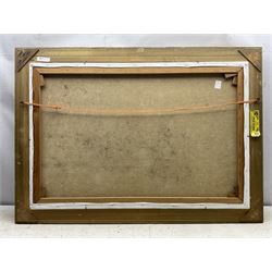 Gerard Brouwer (Dutch 1938-): Mallards in Flight, oil on canvas signed 59cm x 88cm 