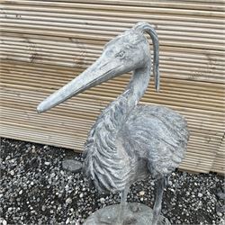 Large lead heron garden figure on a naturalistic base - THIS LOT IS TO BE COLLECTED BY APPOINTMENT FROM DUGGLEBY STORAGE, GREAT HILL, EASTFIELD, SCARBOROUGH, YO11 3TX