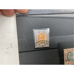 Transvaal King Edward VII 1903 five pounds with 'registered' cancel, Natal King Edward VII 1908/9 one pound, Basutoland King George V 1933 set of ten to ten shillings and other stamps with specimen overprints etc