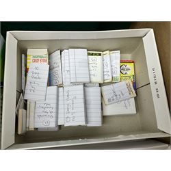 Quantity of trade cards, housed in ring binder albums and loose, including Twinnings, Lyons, PG Tips, Hornimans, Ty-Phoo etc and various unused official paper albums, in two boxes