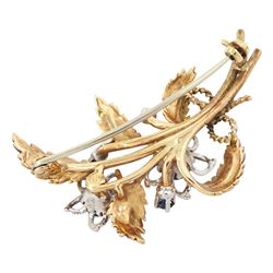 9ct gold sapphire flower wreath brooch