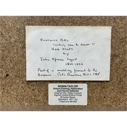 John Spence Ingall (Staithes Group 1850-1936): 'Runswick Bay - looking over the Sands to Hob Holes', watercolour signed, titled on label verso 16cm x 34cm 
Provenance: a wedding present to the artist's godson, Peter Hill, in 1935, thence by descent through the family of Mark Senior. Peter Hill, born 1909, was the son of Ingall's friend and fellow Staithes Group member Rowland Henry Hill.