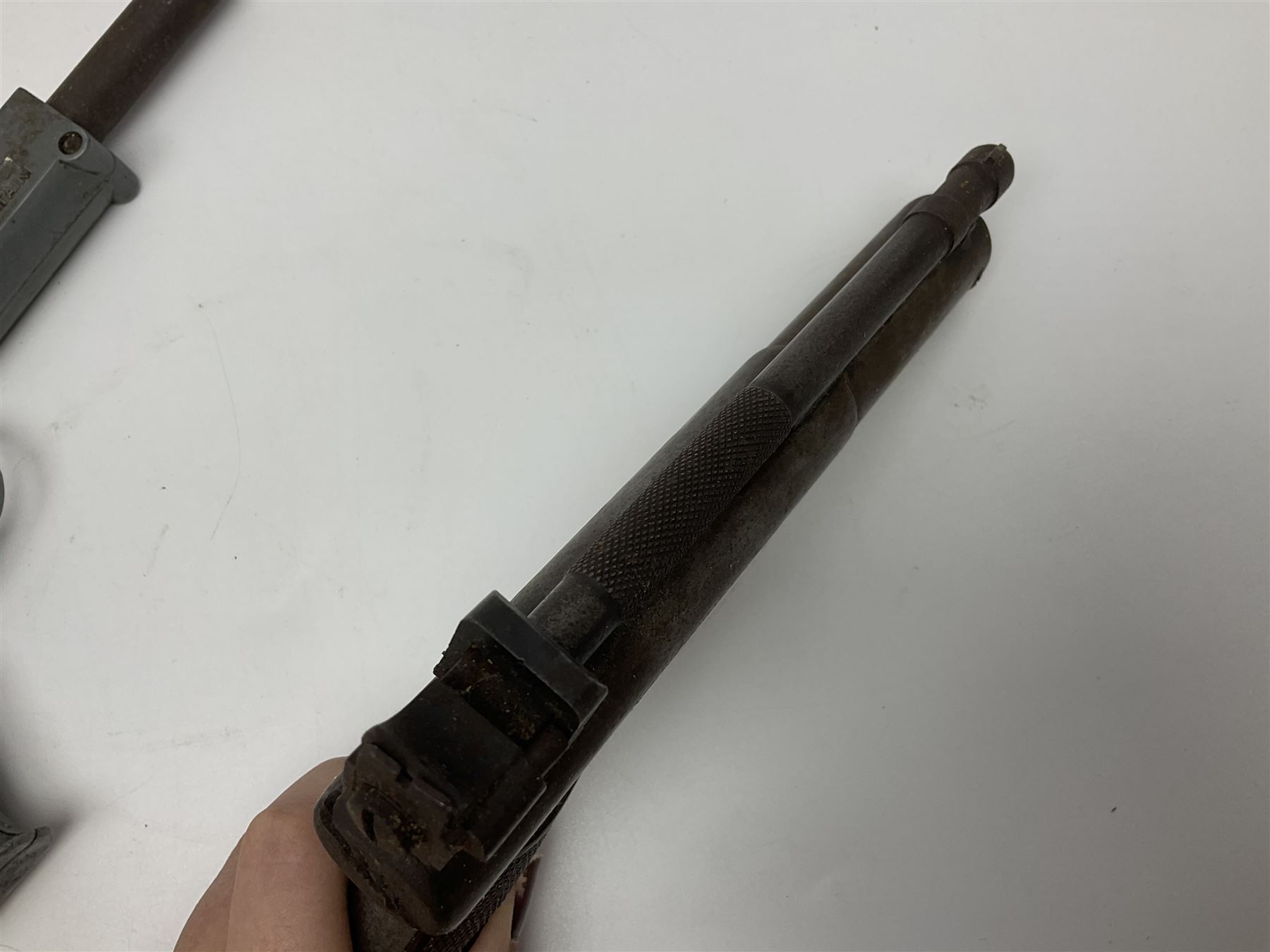 Webley & Scott Premier .177 over lever air pistol, no.2360, with chequered bakelite grip L24cm overall; Diana SP50 .177 plunge barrel air pistol; and T.J. Harrington & Son 'The Gat' .177 plunge barrel air pistol; NB: AGE RESTRICTIONS APPLY TO THE PURCHASE OF THIS LOT (3)