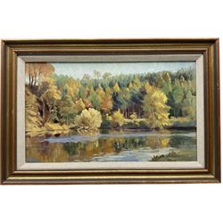 Margaret Peach (British 20th century): 'River Teviot' Scottish, pair oils on canvas signed, titled and dated 1988 verso 29cm x 50cm (2)