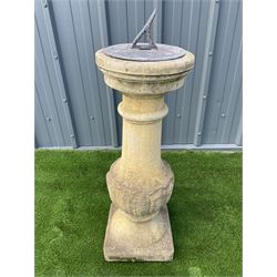Lead, cast stone pedestal sundial, (Ø36 x H96) - THIS LOT IS TO BE COLLECTED BY APPOINTMENT FROM DUGGLEBY STORAGE, GREAT HILL, EASTFIELD, SCARBOROUGH, YO11 3TX