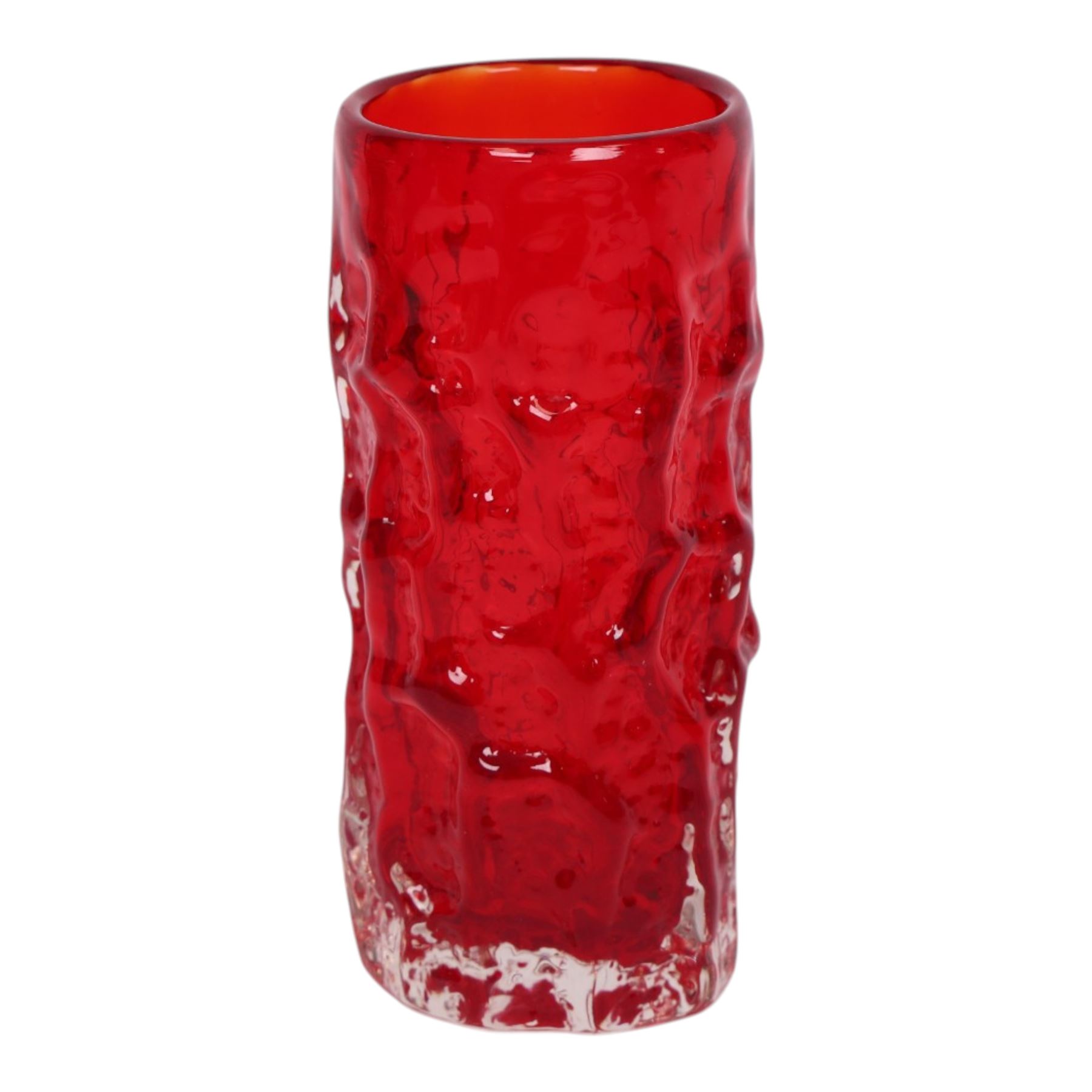 Geoffrey Baxter Whitefriars Tree bark vase, in red, H15cm