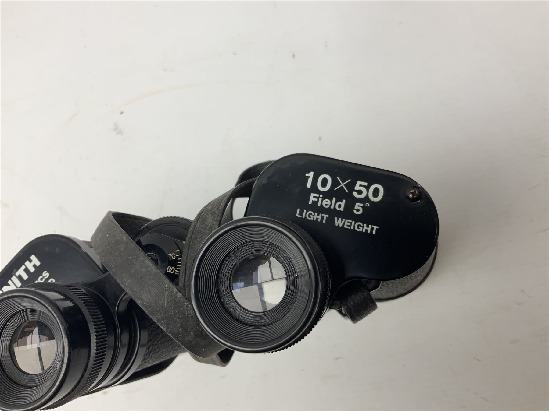 Eight cased pairs of binoculars, to include Zenith 10x50 field binoculars, Prinz 16x50, Prinzlux 10x50, Aquilus 10x35, etc, and a further binocular case