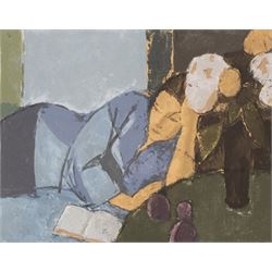 Aldo Salvadori (Italian 1905-2002): 'Interno Blu', limited edition screenprint signed and numbered 141/200 in pencil 30cm x 38.5cm 