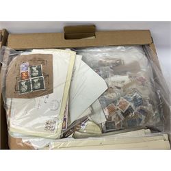 Mixed stamps, mostly loose on pieces, including Great British, South Africa, Germany, Australia etc, in three boxes