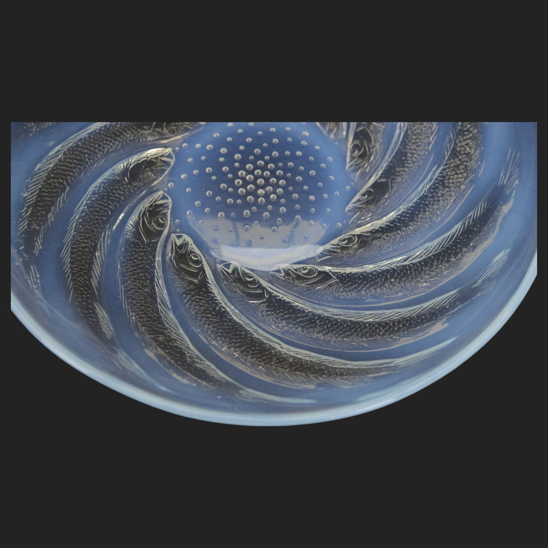 Lalique Poissons plate, designed 1931, with moulded R Lalique mark to centre, D29cm