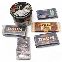 Unopened tin of Borkum Riff tobacco and other packets of tobacco and papers (6)