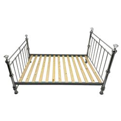 Victorian design silver finish 4’ 6” double bedstead