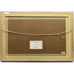 Stephen Maude (British 1919-): 'Barden Bridge Wharfedale in Winter', acrylic on canvas board signed, titled signed and dated 1983, 42cm x 67cm