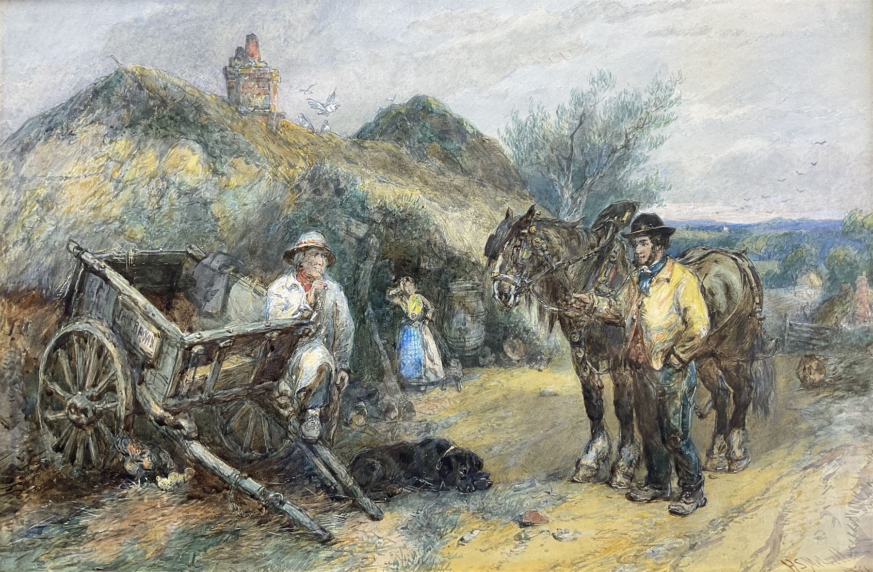Harden Sidney Melville (British 1824-1894): Market Day Preparations, watercolour signed and dated 18*, 35cm x 52cm 