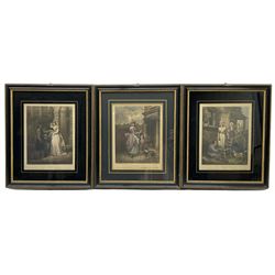 After Francis Wheatley (British 1747-1801): 'The Cries of London' Plates I-XIII, complete set thirteen engravings with hand colouring housed in matching verre églomisé frames 32cm x 25cm (13)