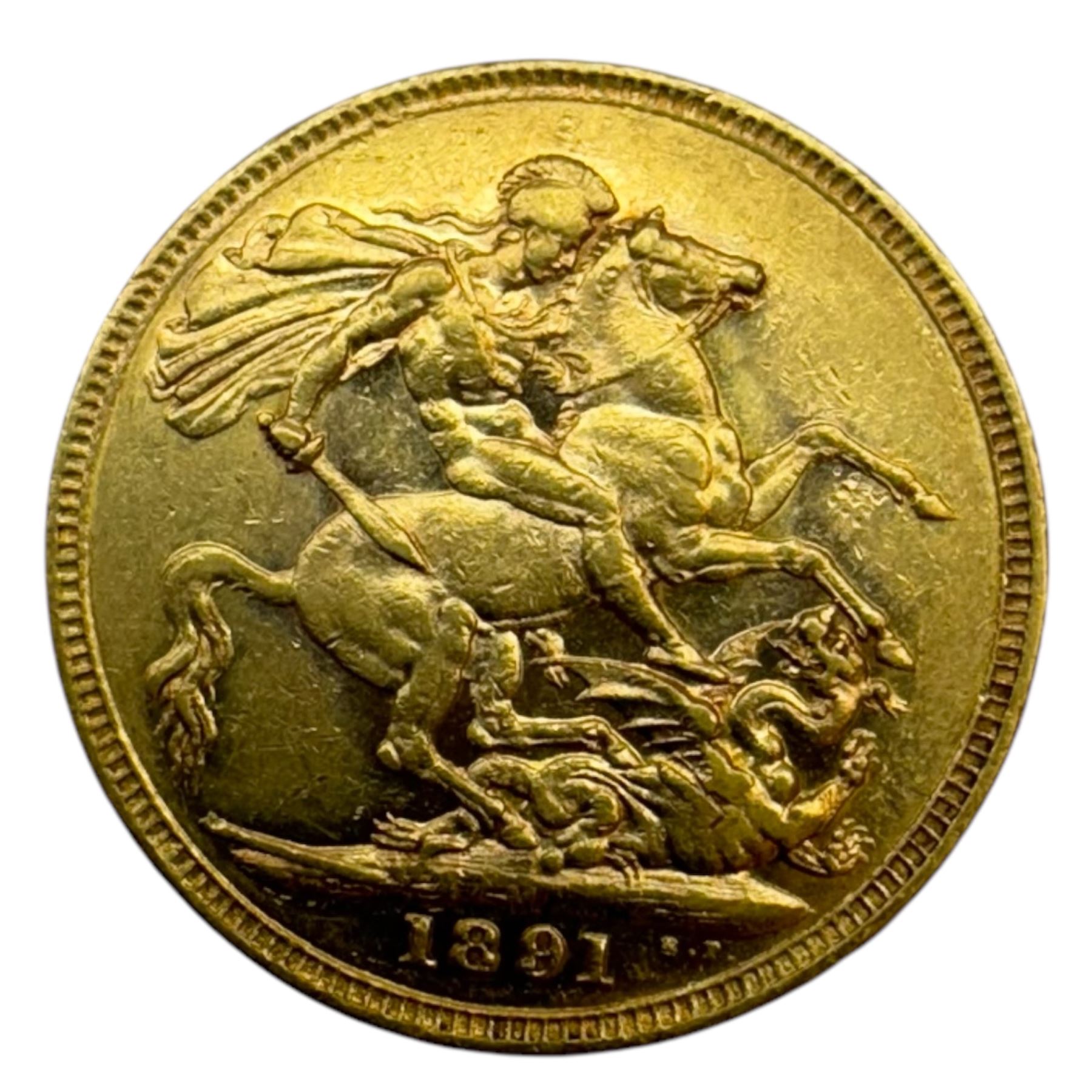 Queen Victoria 1891 gold full sovereign coin, Melbourne mint