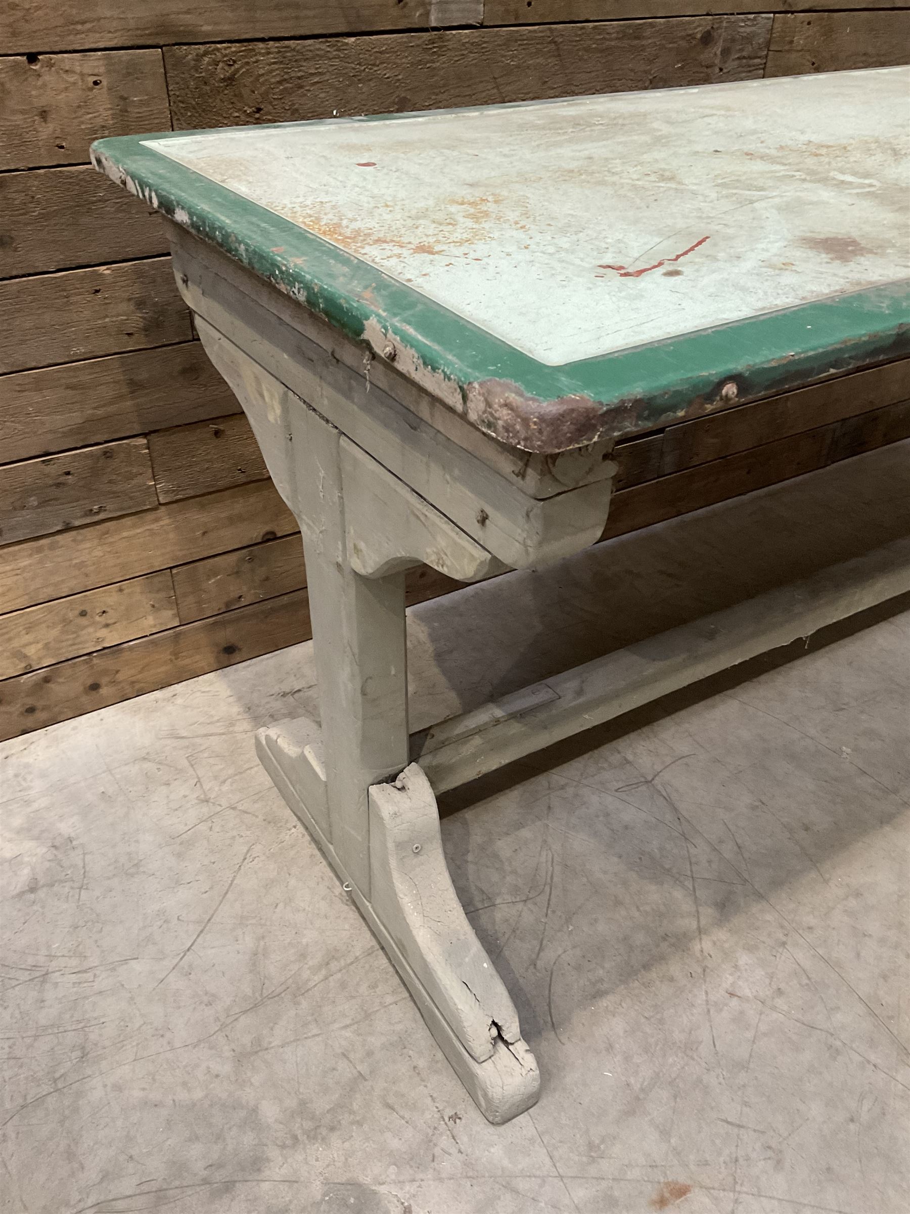 Early 20th century painted wood and enamel Military folding campaign table
