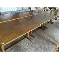 Three  rectangular walnut finish dining tables - LOT SUBJECT TO VAT ON THE HAMMER PRICE - To be collected by appointment from The Ambassador Hotel, 36-38 Esplanade, Scarborough YO11 2AY. ALL GOODS MUST BE REMOVED BY WEDNESDAY 15TH JUNE.