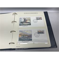 First day covers including  Great British, Isle of Man, Jersey, various covers from 'The History of WWII' collection etc, housed in twenty-two ring binder folders, in two boxes
